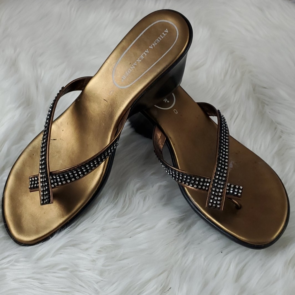 Sparkly Bronze Copper Wedge Thongs 10